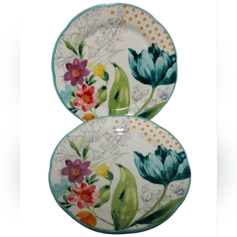 The Pioneer Woman Blooming Bouquet Set of 2 Floral 8.5" Salad or Dessert Plates